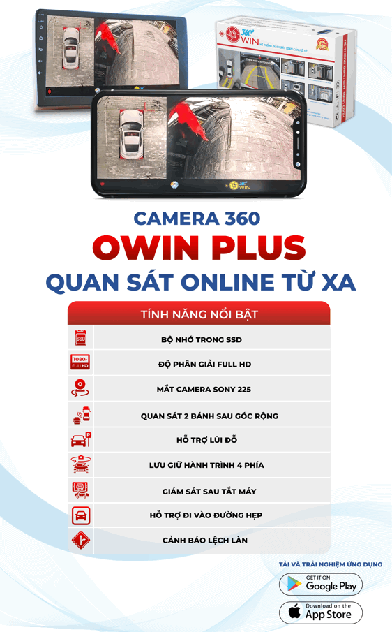 Camera 360 Ô tô Owin Plus Siêu Nét, Đi Chậm Tự Bật, Xem Video Online